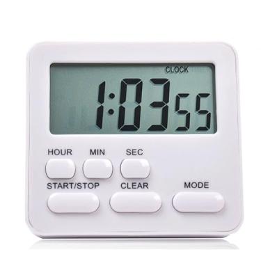 Imagem de Suporte magnético para trás e tripé com temporizador digital, contagem up/down, modo mudo, função de memória para estudo, exames, despertador de cozinha (branco)