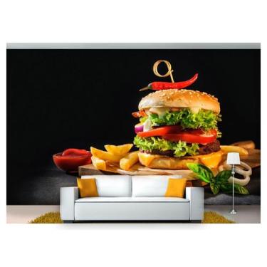 Imagem de Papel De Parede Chesseburguer Queijo Carne 3D Al161 - Você Decora
