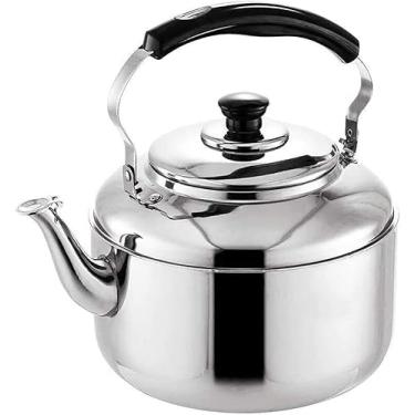 Imagem de Chaleira de chaleira, fogão por indução, assobio, aço inoxidável 304, bule de chá, dispensador de água quente, fácil de limpar, adequado para todos os tipos de fogão, acampamento, caminhada