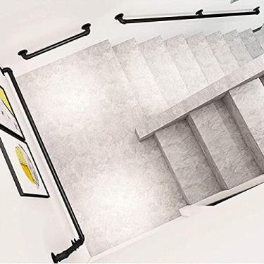 Imagem de SENNIAN Corrimão de montagem na parede (1 pés-6 m), corrimão de escada. Trilhos de escadas de tubo de ferro forjado industrial rústico, escadas internas ao ar livre, varanda deck trilho de mão