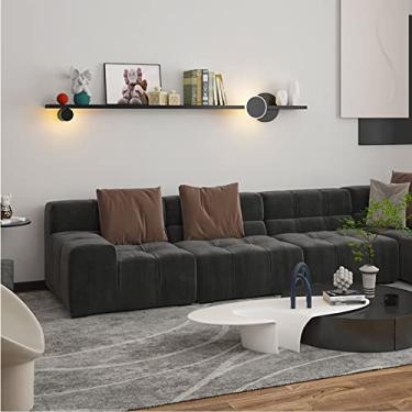 Imagem de Prateleira flutuante de 120 cm com luz quente de LED, prateleira de exibição de parede preta, luz dupla face, sala de estar moderna simples lâmpada de parede de fundo de sofá/prateleiras de show (cor