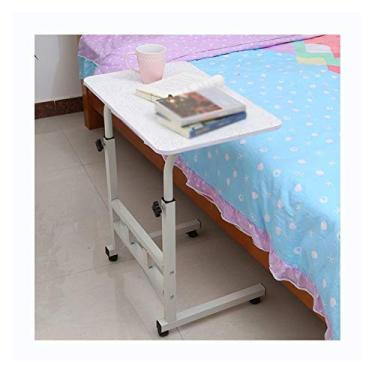 Imagem de Mesa rolante com rodas para escritório em casa, escritório, mesa compacta para computador portátil para pequenos espaços, mesa ajustável para sofá sobre a cama com prateleira de armazenamento, móveis