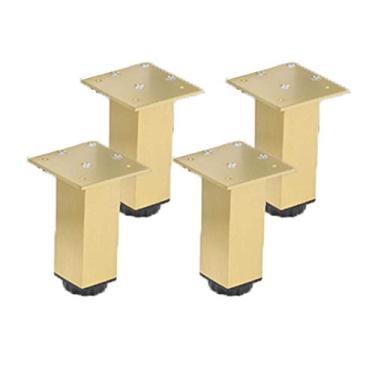 Imagem de ZJYWMM Pernas de móveis ajustáveis de metal pernas de mesa pés de móveis dourados pés de cozinha de liga de alumínio pés quadrados de substituição de móveis pernas sofá cama armários elevadores