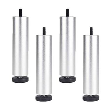 Imagem de Pernas de móveis Pernas de mesa de metal adiustável Pés de móveis de liga de alumínio redondos de substituição para móveis para sofá sofá pernas de mesa armários de cama Risers 4 peças (prata) (25 cm)