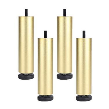 Imagem de ZJYWMM Pernas de móveis pernas de mesa de metal adiustável pés de móveis de liga de alumínio redondos de substituição para móveis de sofá pernas de mesa armários de cama elevadores 4 peças (dourado