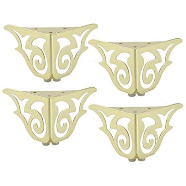 Imagem de ZJYWMM 4 peças padrão de flores vazadas europeias pernas de sofá, pés de móveis pernas de mesa de metal canto inferior sofá pernas de armário pernas pés cama pés bancos pernas suporte pernas pernas