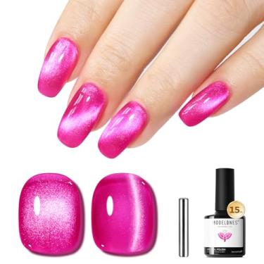 Imagem de modelones Esmalte Em Gel Olho De Gato Vítreo, 15Ml, Glitter Holográfico Rosa Choque, Cor Vidro, Brilhante, Reflexivo, Translúcido, Uv, Magnético, Festival Música Coachella Para Mulheres E Meninas