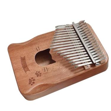 Imagem de Piano portátil de dedo de madeira mogno 17 teclas kalimba piano de polegar para iniciantes com martelo de afinação (cor: 03)