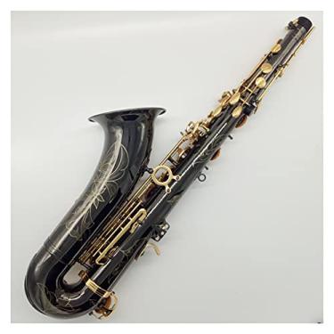 Imagem de Saxofone profissional saxofone tenor saxofone antigo cobre B plano saxofone tenor bronze com estojo bocal palhetas pescoço latão sax kit iniciantes (cor: preto)