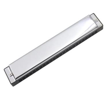 Imagem de Gaita profissional 24 furos chave de C e D tocar dois lados prata tremolo iniciantes tocando instrumentos (tecla D)