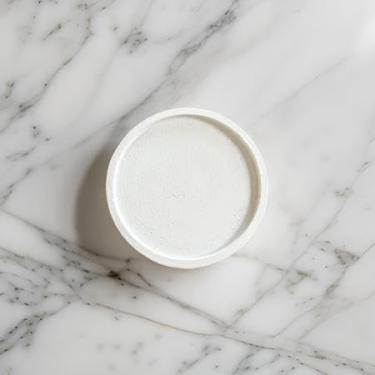 Imagem de Bandeja Decorativa Artesanal em Concreto Celular - Formato Oval, Multiuso para Mesa/Banheiro/Cozinha (Antimanchas e Resistente à Umidade)(Redonda Branca -8 CM)