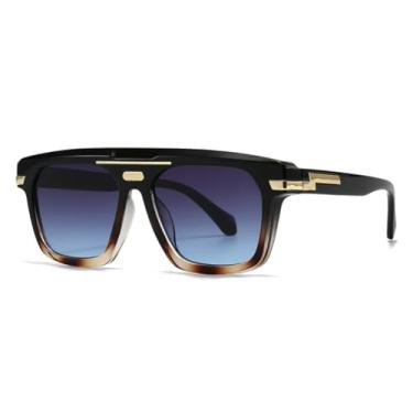 Imagem de VFDHN Óculos de Sol Masculinos Vintage com Ponte Dupla, Lentes Transparentes Estilo Oceano, Rebites e Proteção UV400 (TYJ520-3)