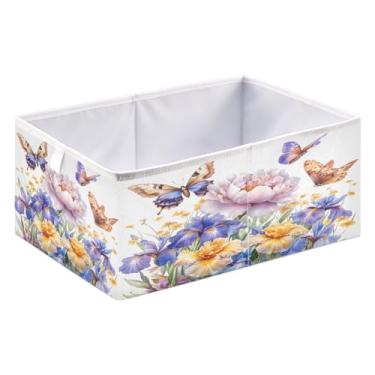 Imagem de ATTX Grandes caixas de armazenamento de flores silvestres de primavera organizador de armário - caixas de armazenamento dobráveis para roupas, brinquedos, livros | Caixas de armazenamento