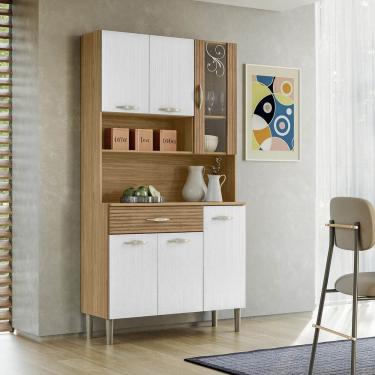 Imagem de Armário Cozinha Compacta Golden Com 6 Portas E 1 Gaveta Em Mdp Freijó/supremo/cp Ripado Freijó - Kits Paraná