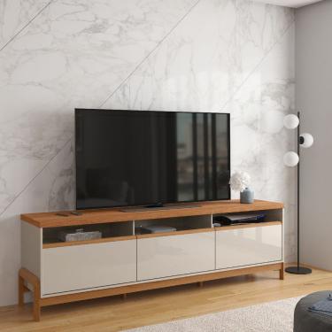 Imagem de Rack 2.1 Elegance Para Tv Até 75 Polegadas 1 Porta 2 Gavetas Off White/jequitibá - Lukaliam