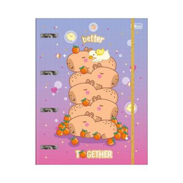 Imagem de Caderno Argolado Cartonado Universitário Com Elástico 48 Folhas Capyclub Tilibra