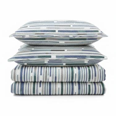 Imagem de Kit Cobre Leito Colcha Magnus Super King 3 Peças Dupla Face Estampado Geométrico - Color - 100% Poliéster