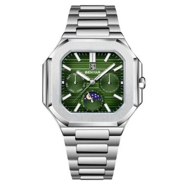 Imagem de Relógio masculino quadrado em aço inoxidável multifuncional design esportivo