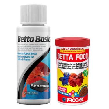 Imagem de Kit Ração Prodac Peixe Betta Food 15G + Betta Basics 60Ml