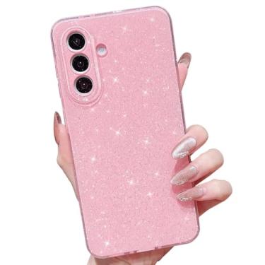 Imagem de MINSCOSE Capa com glitter compatível com Samsung Galaxy S26, linda estética brilhante, fina, à prova de choque, brilhante para Samsung Galaxy S26 para mulheres e meninas - rosa