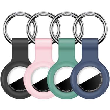 Imagem de 【Pacote com 4】 Linsaner compatível com AirTag Case chaveiro Air Tag Case Holder Silicone AirTags Capas de chaveiro Etiquetas de ar Chaveiro Compatível com Apple AirTag GPS Localizador de Itens Acessórios, Multicolorido