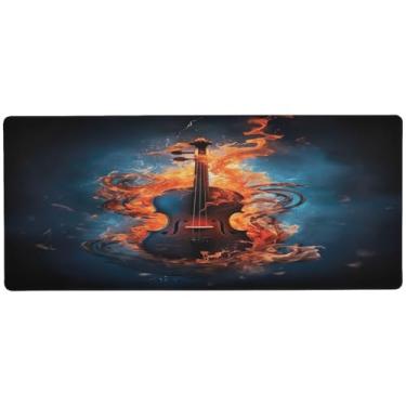 Imagem de Wassud Fire and Flames Mouse pad organizador de mesa de jogos grande teclado de computador tapete de mouse pad material de escritório 80 cm x 40 cm