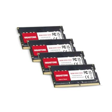Imagem de 【RAM DDR4】 GIGASTONE 64 GB (4 x 16 GB) DDR4 3200 MHz (PC4-25600) SODIMM | Atualização de memória de notebook CL22 de alta velocidade de 1,2 V | Sem buffer de 260 pinos não-ECC | Retrocompatível com