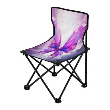Imagem de Wassud Cadeira de acampamento, leve, portátil, roxa, abstrata, borboleta, dobrável, tecido Oxford, cadeira de praia para jardim, praia, pesca