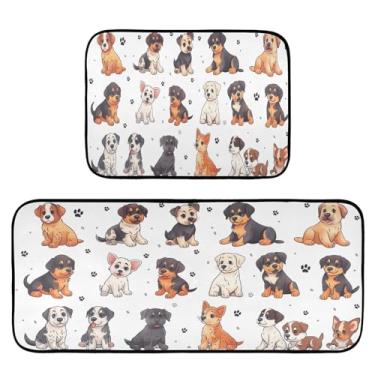 Imagem de Wassud Tapetes de cozinha de desenho animado para decoração de casa, tapetes de cozinha acolchoados, antifadiga, tapetes de cozinha, antiderrapante, lavável, itens essenciais, conjunto de 2