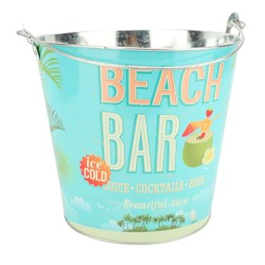 Imagem de Balde de gelo portátil portátil, espesso, isolado, banheira de bebidas, refrigerador, perfeito para reuniões de festa ao ar livre, churrasco, acessórios de bar doméstico (Padrão BAR DE PRAIA)