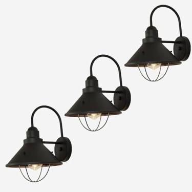 Imagem de Luminária de parede LED, arandela para iluminação externa, estilo celeiro preto, ideal para varanda, pátio ou jardim.