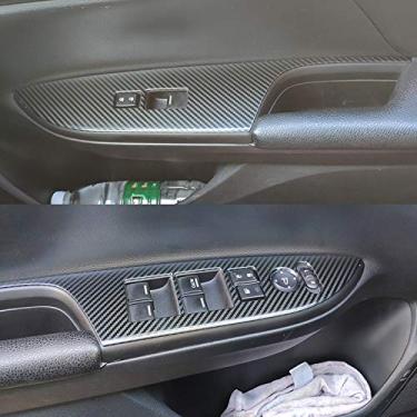 Imagem de ruihe 4 peças de fibra de carbono cor de aço inoxidável para painel de elevação da janela de porta para Honda Accord Sedan 4 portas 2013 2014 2015 2016 2017
