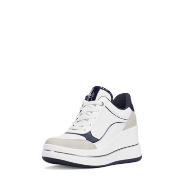 Imagem de Michael Kors Tênis feminino Emmy Wedge Trainer, Bloco de cor sólida/azul social, 38