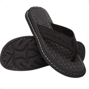 Imagem de Chinelos ortopédicos Sandálias de couro Resistentes à compressão (Preto,41)