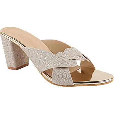 Imagem de Shoetopia Salto alto feminino feminino, Cor dourada, 3.5 UK