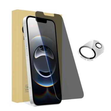 Imagem de Pacote com 1 protetor de tela de privacidade para iPhone 16e de 6,1 polegadas com 1 pacote de protetor de lente de câmera, película de vidro temperado antiespião, antiarranhões, sensível ao toque
