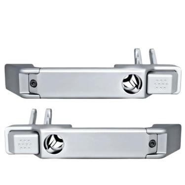 Imagem de Puxador externo da porta nas cores preto e prata, com apoio de braço, compatível com acessórios para Land Rover Defender 1990-2016.(2pcs Silver)