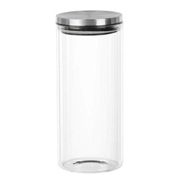 Imagem de Pote De Vidro Com Tampa Em Inox Redondo 14l 22x10cm - FULL FIT