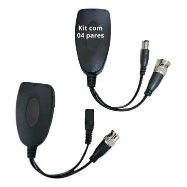 Imagem de Balun de Vídeo e Alimentação, 4 Pares, Conector RJ45 para BNC, Adaptador Eletrônico para Sistema de Vigilância