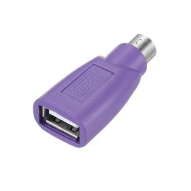 Imagem de PS/2 para porta USB, adaptador PS/2 macho para USB fêmea para mouse com fio, teclado, desktop, laptop, notebook, roxo