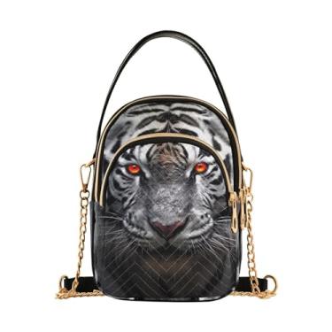 Imagem de As bolas de futebol com cores são bolsa de ombro salpicada para mulheres, bolsa transversal com alça removível, bolsas transversais ajustáveis, Tigre branco e preto - 2, One Size