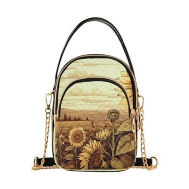 Imagem de GAIGEO Bolsa tiracolo feminina de campo de girassol, bolsa tiracolo com alça removível, bolsa transversal de viagem para mulheres, Campo de girassol - 4, One Size