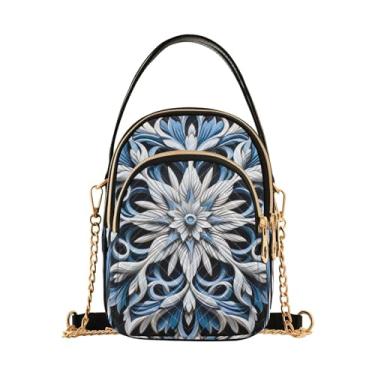 Imagem de GAIGEO Bolsa tiracolo xadrez vermelha e preta e flocos de neve com alça removível, bolsa transversal feminina, Floco de neve de inverno - 2, One Size