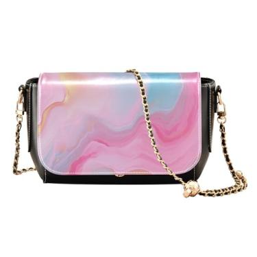 Imagem de Peônias em um verde bolsas transversais de couro femininas, bolsas transversais de couro para mulheres, bolsas de ombro com compartimentos, Rosa e azul-4, One Size