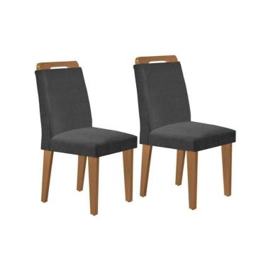 Imagem de Kit 2 Cadeiras De Cozinha Athenas Madeira Capuccino-suede Grafite - Rufato