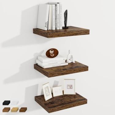 Imagem de Fun Memories Prateleiras flutuantes profundas de 30,5 cm, prateleiras de parede de madeira, 40,6 x 30,5 cm, prateleira de armazenamento rústica extra mais profunda e mais espessa para lareira, sala de