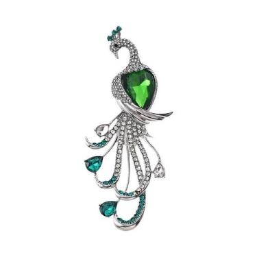 Imagem de Moda requintado pavão strass broche para roupas femininas casaco acess