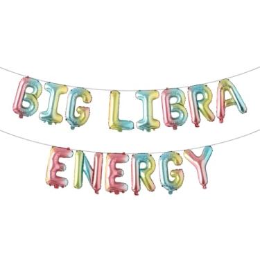 Imagem de Balões de letras - BIG LIBRA ENERGY 40,6 cm letras do alfabeto alumínio balão Mylar setembro ou outubro aniversário festa balão banner (BIG LIBRA ENERGY Rainbow)