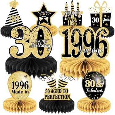 Imagem de 9 peças de decoração de aniversário de 30 anos, centros de mesa para decoração de mesas, vintage, colmeia de 1996, decoração de 30 anos, para homens e mulheres, festa de aniversário de 30 anos