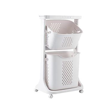 Imagem de TRGCJGH Cesto de roupa suja Cesto de lavanderia Cesto de armazenamento de roupas Cesta de banheiro doméstico Prateleira de banheiro, Twotiers